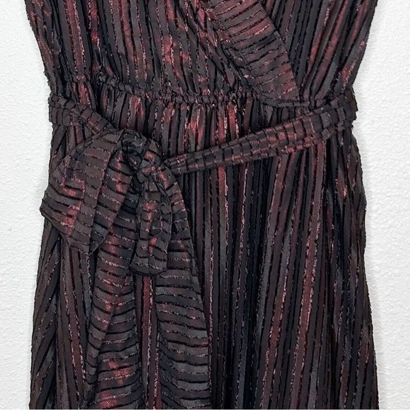 Modcloth Your Time to Shine Metallic Red Black Maxi Dress Size XL floral short - Picture 5 of 7